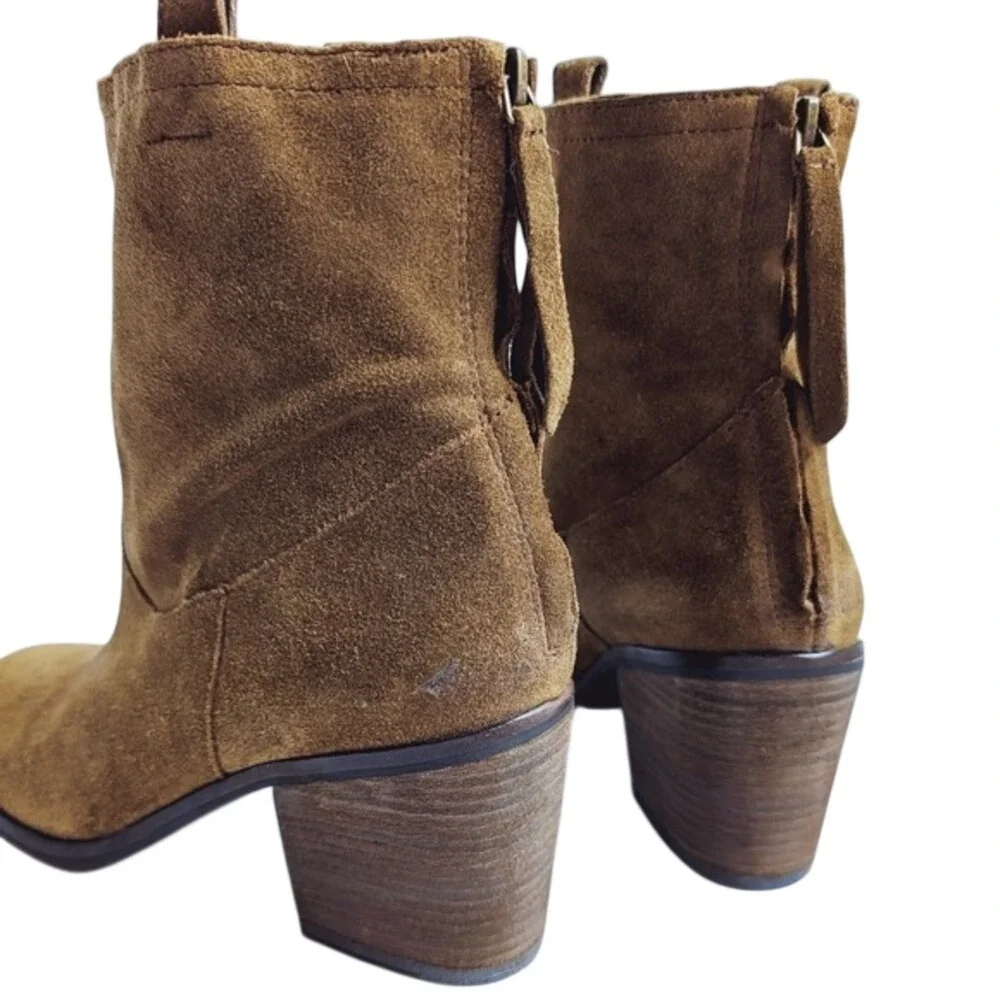 Sam Edelman Earthy Folk Boho Western Brown Suede Leather Ankle Boots